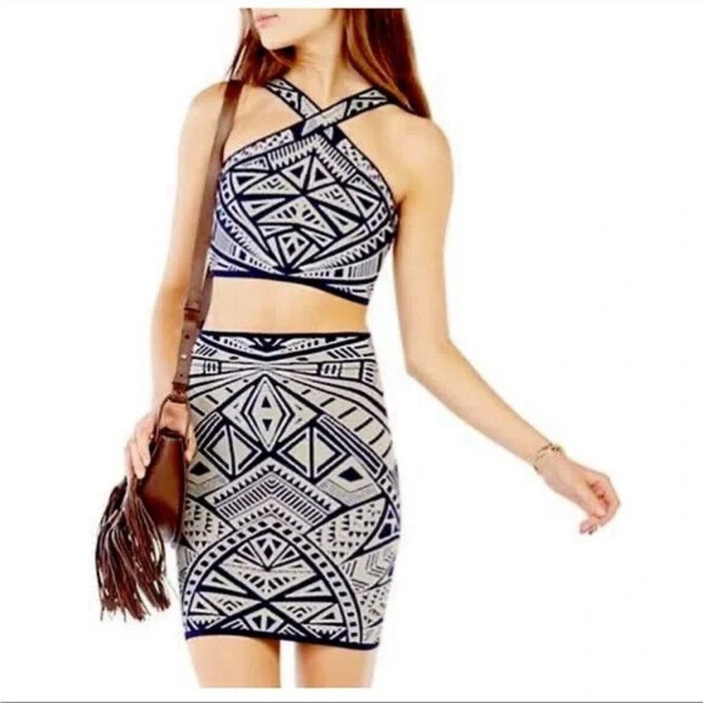 BCBG MaxAzria Printed Jacquard Bodycon Skirt